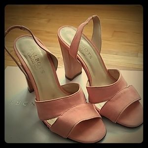 Talbots coral pink suede leather chunky heels